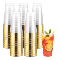 Copos de plástico I00000 473 ml dourados, pacote com 50 copos transparentes