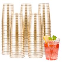 Copos de plástico JOLLY CHEF, 10 onças, Gold Glitter, pacote com 100