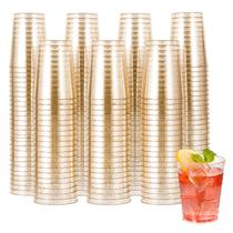 Copos de plástico JOLLY CHEF, pacote com 200 ml, 300 ml, brilho dourado, 10 onças