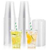 Copos de plástico JOLLY PARTY 16 onças transparentes com tampas planas, pacote com 100 Copos de plástico JOLLY PARTY 16 onças transparentes com tampas planas, pacote com 100