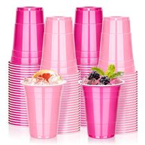 Copos de plástico KesaPlan 100 unidades 473 ml rosa e rosa quente Copos de plástico KesaPlan 100 unidades 473 ml rosa e rosa quente