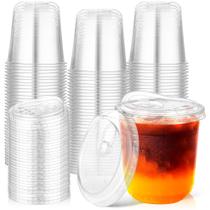 Copos de plástico KesaPlan, pacote com 50 ml, 350 ml com tampas para bebidas frias Copos de plástico KesaPlan, pacote com 50 ml, 350 ml com tampas para bebidas frias