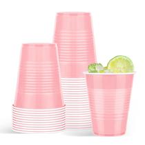 Copos de plástico Liengoron 18 onças (500 mL) rosa, pacote com 50 unidades descartáveis