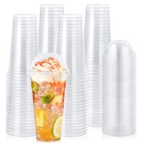 Copos de plástico Lilymicky 60 conjuntos de 700 ml com tampas em forma de cúpula para bebidas