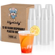 Copos de plástico Lilymicky de 12 onças transparentes (pacote com 1000) para festa, churrasco Copos de plástico Lilymicky de 12 onças transparentes (pacote com 1000) para festa, churrasco