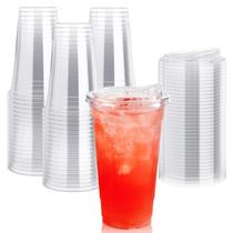 Copos de plástico Lilymicky, pacote com 60, 710 ml com tampas sem palha Copos de plástico Lilymicky, pacote com 60, 710 ml com tampas sem palha