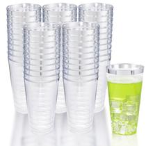 Copos de plástico LIYH 16 oz (473 ml) de prata com borda prateada x100 Copos de plástico LIYH 16 oz (473 ml) de prata com borda prateada x100