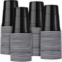 Copos de plástico Mimorou 16 onças (473 ml) pretos, pacote com 200