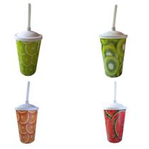 copos de plastico para Bebidas personalizados frutas - kit 4 unidades