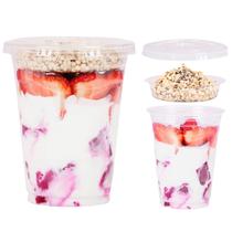Copos de plástico Parfait Aatriet 16 onças com inserção de 120 ml e tampas planas
