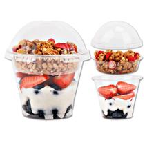 Copos de plástico Parfait Aatriet 270 ml com inserção e tampa cúpula (50 conjuntos) Copos de plástico Parfait Aatriet 270 ml com inserção e tampa cúpula (50 conjuntos)