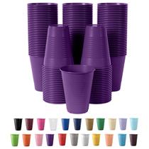 Copos de plástico Party Solids 350 ml roxos, pacote com 50 unidades descartáveis