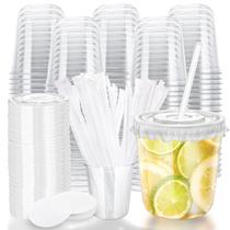 Copos de plástico PET descartáveis de 12 onças Xuelimei, pacote com 100