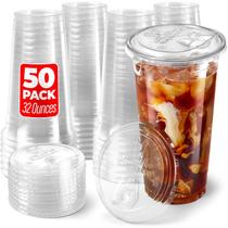 Copos de plástico Shop Square de 950 ml com tampas sem palha (pacote com 50)