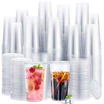 Copos de plástico Skylety 32 onças com tampas planas para bebidas frias (500)