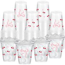 Copos de plástico SYUCVQI Cherry Pink Bow 350 ml (40 unidades)