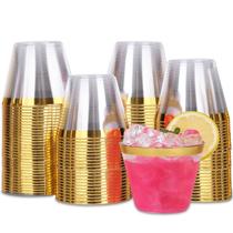 Copos de plástico Tobvory 9 oz (270 mL) Gold Rim x100 Copos de plástico Tobvory 9 oz (270 mL) Gold Rim x100