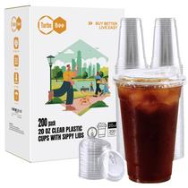 Copos de plástico Turbo Bee 600mL 200 conjuntos com tampas sem palha