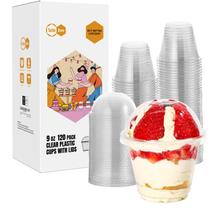 Copos de plástico Turbo Bee, pacote 120, 270 ml com tampa em forma de cúpula transparente Copos de plástico Turbo Bee, pacote 120, 270 ml com tampa em forma de cúpula transparente