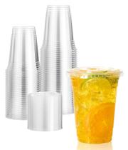 Copos de plástico Vplus 160, pacote de 500 ml com tampas cristalinas Copos de plástico Vplus 160, pacote de 500 ml com tampas cristalinas