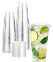 Copos de plástico Vplus 20 onças PET Clear com tampas, pacote 160