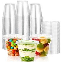 Copos de plástico Vplus 200, pacote 250 ml com tampas planas de cristal de 9 onças Copos de plástico Vplus 200, pacote 250 ml com tampas planas de cristal de 9 onças