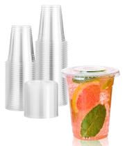 Copos de plástico Vplus 350 ml PET Clear com tampas, pacote com 200