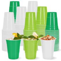Copos de plástico Whaline 60 unidades 473 ml verde claro branco verde