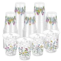 Copos de plástico ZCPTZ Wildflower 350 ml Floral Party 100 unidades
