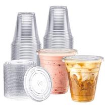 Copos de plástico Zeml 100 Sets 350ml com tampas Smoothie Milkshake Copos de plástico Zeml 100 Sets 350ml com tampas Smoothie Milkshake