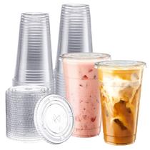 Copos de plástico Zeml 100 Sets 710ml com tampas Smoothie Milkshake