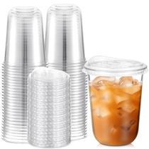 Copos de plástico Ziliny 50 conjuntos de 500 ml com tampas sem palha de 16 onças