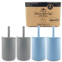 Copos de Silicone Cascade Kids com Canudo (6m+) - 180ml - Conjunto com 4