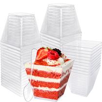 Copos de sobremesa de plástico Alaeseje, pacote de 100 ml com colheres