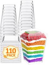 Copos de sobremesa de plástico NEEBAKE 110 conjuntos de 150 ml com tampas - transparentes