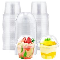 Copos de sobremesa descartáveis Cshangzei 250 ml com tampas em forma de cúpula, pacote com 50