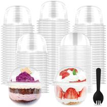 Copos de sobremesa descartáveis de 250 mL (100 unidades) com tampas em forma de cúpula Jnnzzggu