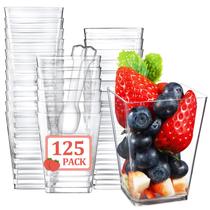 Copos de sobremesa descartáveis Eupako 125, pacote 150 ml com colheres