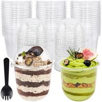 Copos de sobremesa descartáveis Jnnzzggu 360ml de plástico transparente, pacote com 100 Copos de sobremesa descartáveis Jnnzzggu 360ml de plástico transparente, pacote com 100