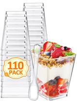 Copos de sobremesa NEEBAKE 110 conjuntos de 150 ml com colheres de plástico transparente