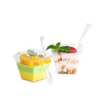 Copos de sobremesa NZVCN, pacote com 100 ml, 120 ml, colheres e tampas transparentes Copos de sobremesa NZVCN, pacote com 100 ml, 120 ml, colheres e tampas transparentes