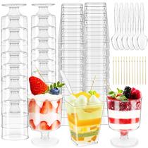 Copos de sobremesa Qyyiguf, pacote com 200 colheres e palitos de dente, 150 ml