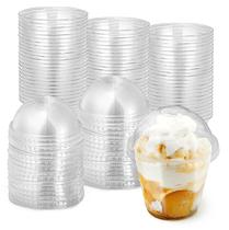 Copos de sobremesa Stock Your Home de plástico transparente de 9 onças com tampas x50 Copos de sobremesa Stock Your Home de plástico transparente de 9 onças com tampas x50