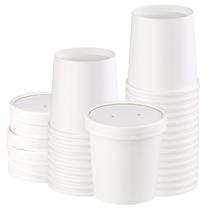 Copos de sopa de papel Giwrmu 500mL com tampas, 25 unidades descartáveis brancas