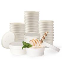 Copos de sorvete Belinlen 150mL brancos descartáveis com tampas x50 Copos de sorvete Belinlen 150mL brancos descartáveis com tampas x50