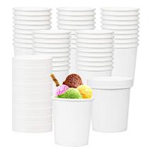 Copos de sorvete de papel Hedume 16 onças com tampas, pacote com 60 Copos de sorvete de papel Hedume 16 onças com tampas, pacote com 60