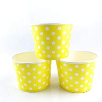Copos de sorvete de papel Worlds Polka Dot 350 ml amarelos, pacote com 50