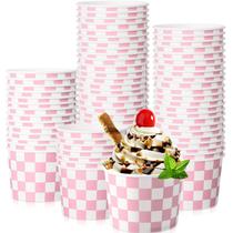 Copos de sorvete descartáveis Zopeal Pink Checkered 270mL x50 Copos de sorvete descartáveis Zopeal Pink Checkered 270mL x50