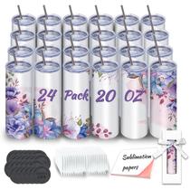 Copos de sublimação ZONEGRACE 600ml em aço inoxidável, pacote com 24