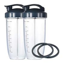 Copos de substituição do liquidificador para liquidificador Nutribullet, copos de escala de medição de 32OZ com 2 Tampas Flip Top To Go e 2 juntas de borracha, compatíveis com liquidificadores Nutri Bullet 600W/900W (6 PCS)